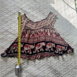 Bohemian Elephant Print Top - Black and Red